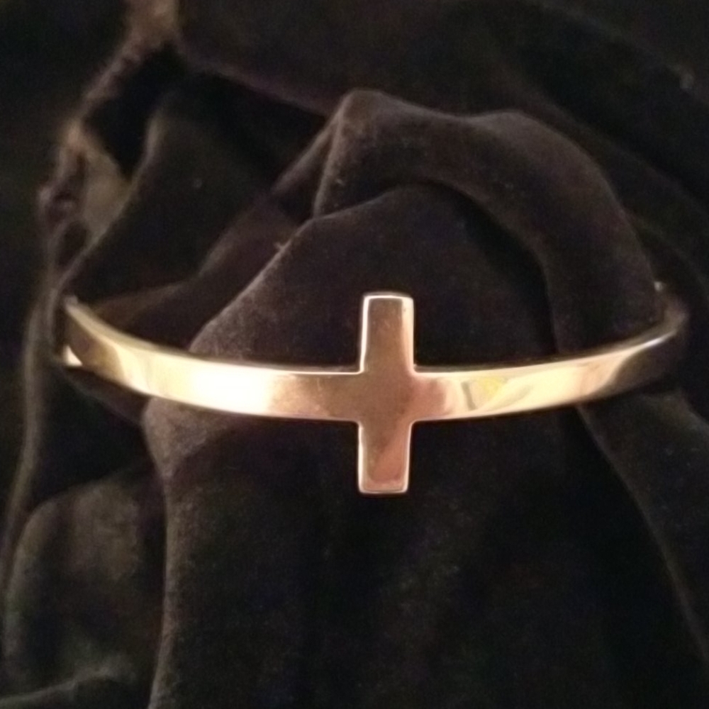 Stainless Steel Gold Tone Cross Bracelet
